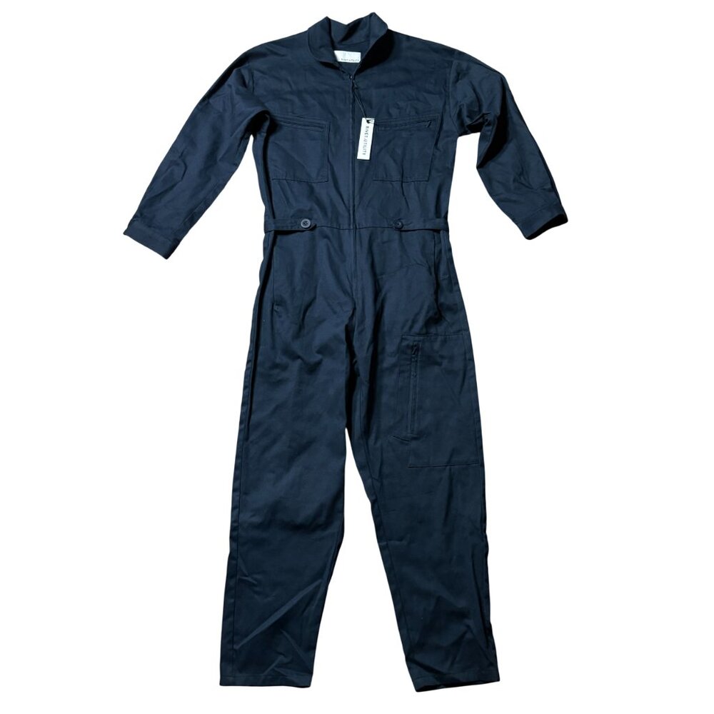 NWT Rivet Utility navy blue jumpsuit size S small long sleeve zip front GOOP